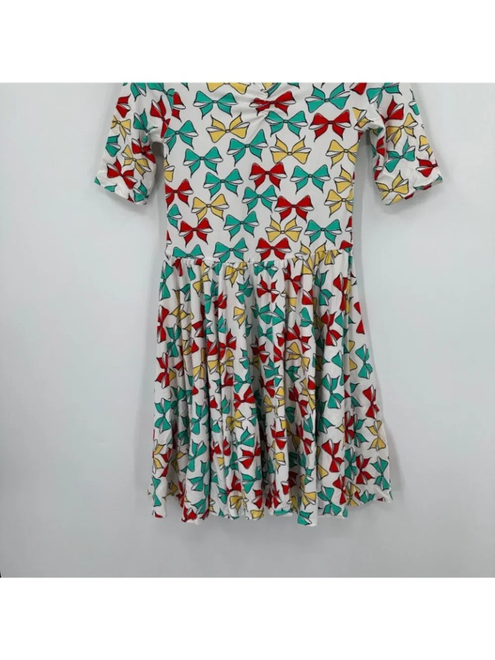 Dot Dot Smile Girl's Ballerina Skater Dress sz 11 NWT Short Sleeve Christmas Bow